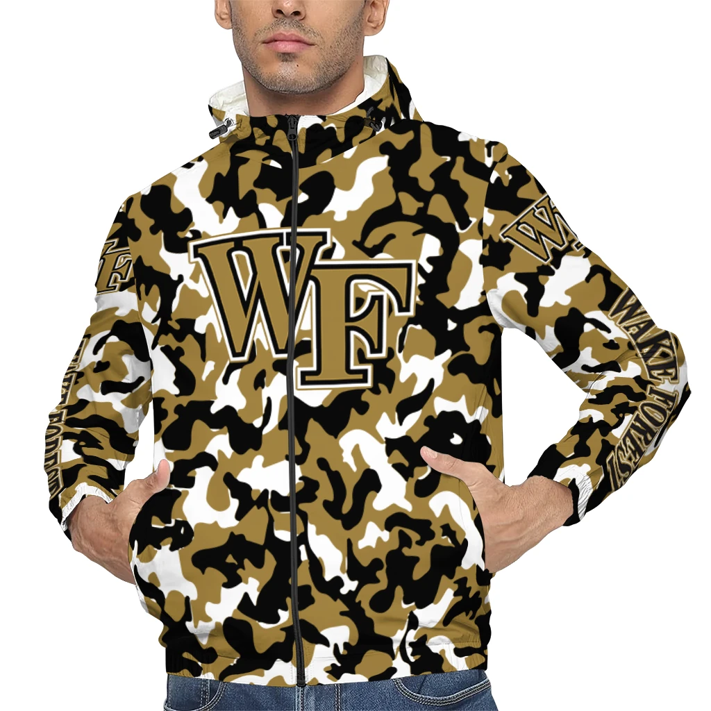 customized wake forest demon deacons camouflage mashup gold windbreaker jacket top rated customized wake forest demon deacons camouflage mashup gold windbreaker jacket top rated