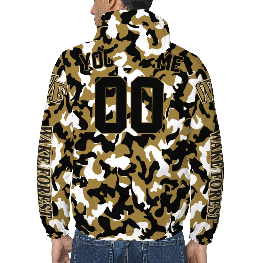 customized wake forest demon deacons camouflage mashup gold windbreaker jacket trendy customized wake forest demon deacons camouflage mashup gold windbreaker jacket trendy
