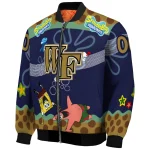 customized wake forest demon deacons spongebob playtime gold blue bomber jacket best selling