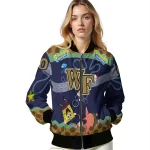 customized wake forest demon deacons spongebob playtime gold blue bomber jacket best selling