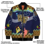 customized wake forest demon deacons spongebob playtime gold blue bomber jacket best selling