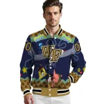 customized wake forest demon deacons spongebob playtime gold blue varsity jacket best selling