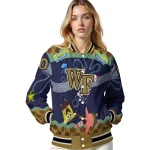 customized wake forest demon deacons spongebob playtime gold blue varsity jacket best selling