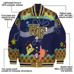 customized wake forest demon deacons spongebob playtime gold blue varsity jacket best selling
