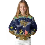 customized wake forest demon deacons spongebob playtime gold blue varsity jacket best selling