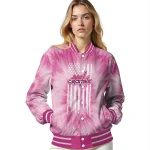 customized washington capitals pink tie dye pink varsity jacket best selling