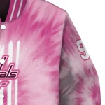 customized washington capitals pink tie dye pink varsity jacket best selling