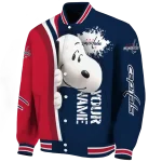 customized washington capitals snoopy head blue varsity jacket best selling