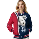 customized washington capitals snoopy head blue varsity jacket best selling