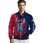 customized washington capitals stitch laughing blue varsity jacket best selling