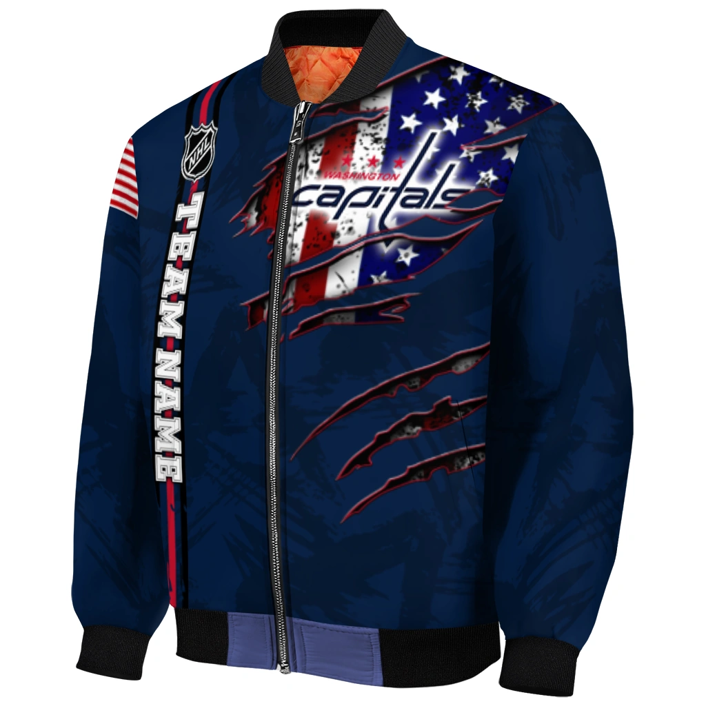 customized washington capitals usa flag rips blue bomber jacket fashion forward customized washington capitals usa flag rips blue bomber jacket fashion forward