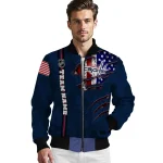 customized washington capitals usa flag rips blue bomber jacket best selling