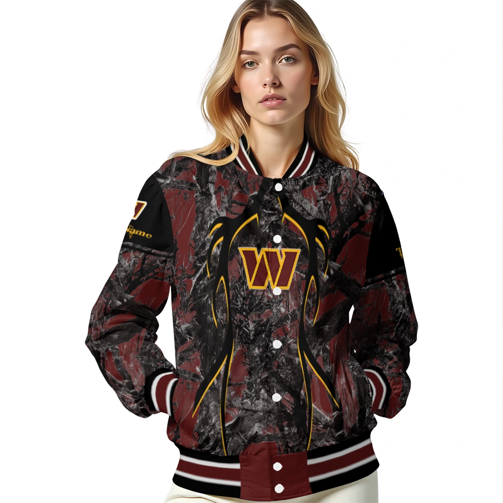 customized washington commanders antlers motif burgundy black varsity jacket latest model customized washington commanders antlers motif burgundy black varsity jacket latest model
