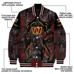 customized washington commanders antlers motif burgundy black varsity jacket best selling