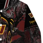 customized washington commanders antlers motif burgundy black varsity jacket best selling