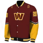 customized washington commanders chevron style burgundy varsity jacket best selling