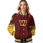 customized washington commanders chevron style burgundy varsity jacket best selling