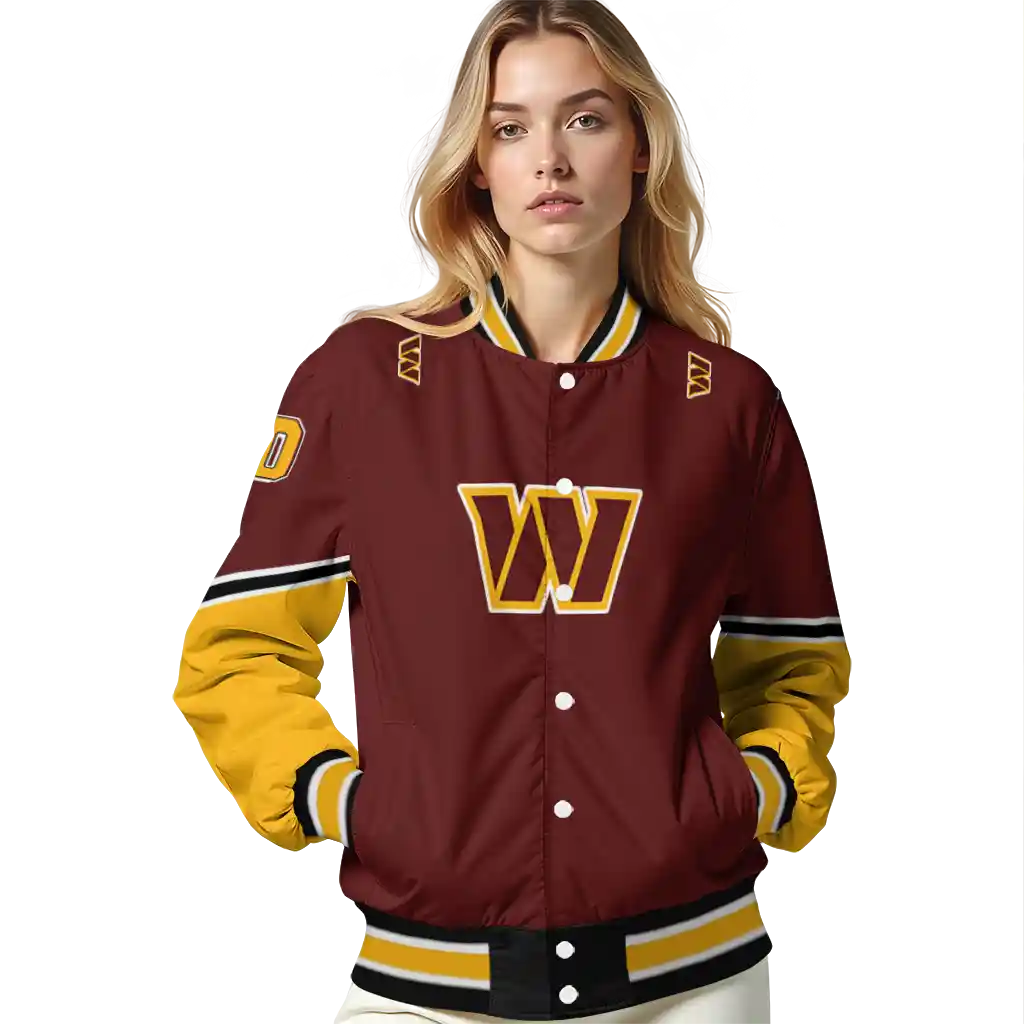 customized washington commanders chevron style burgundy varsity jacket latest model customized washington commanders chevron style burgundy varsity jacket latest model