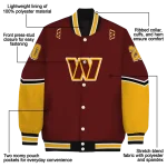 customized washington commanders chevron style burgundy varsity jacket best selling