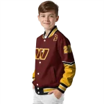 customized washington commanders chevron style burgundy varsity jacket best selling