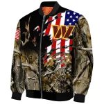customized washington commanders patriot deer camouflage bomber jacket best selling