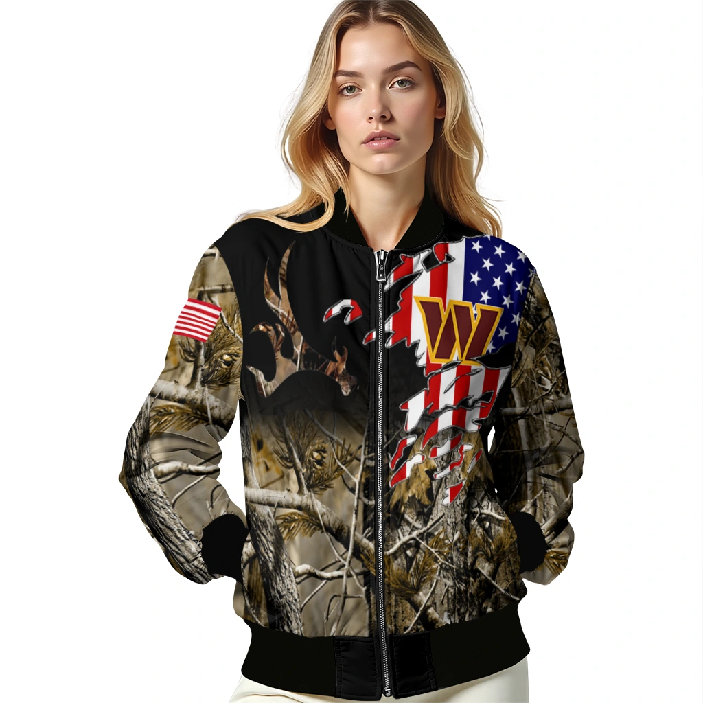 customized washington commanders patriot deer camouflage bomber jacket latest model customized washington commanders patriot deer camouflage bomber jacket latest model