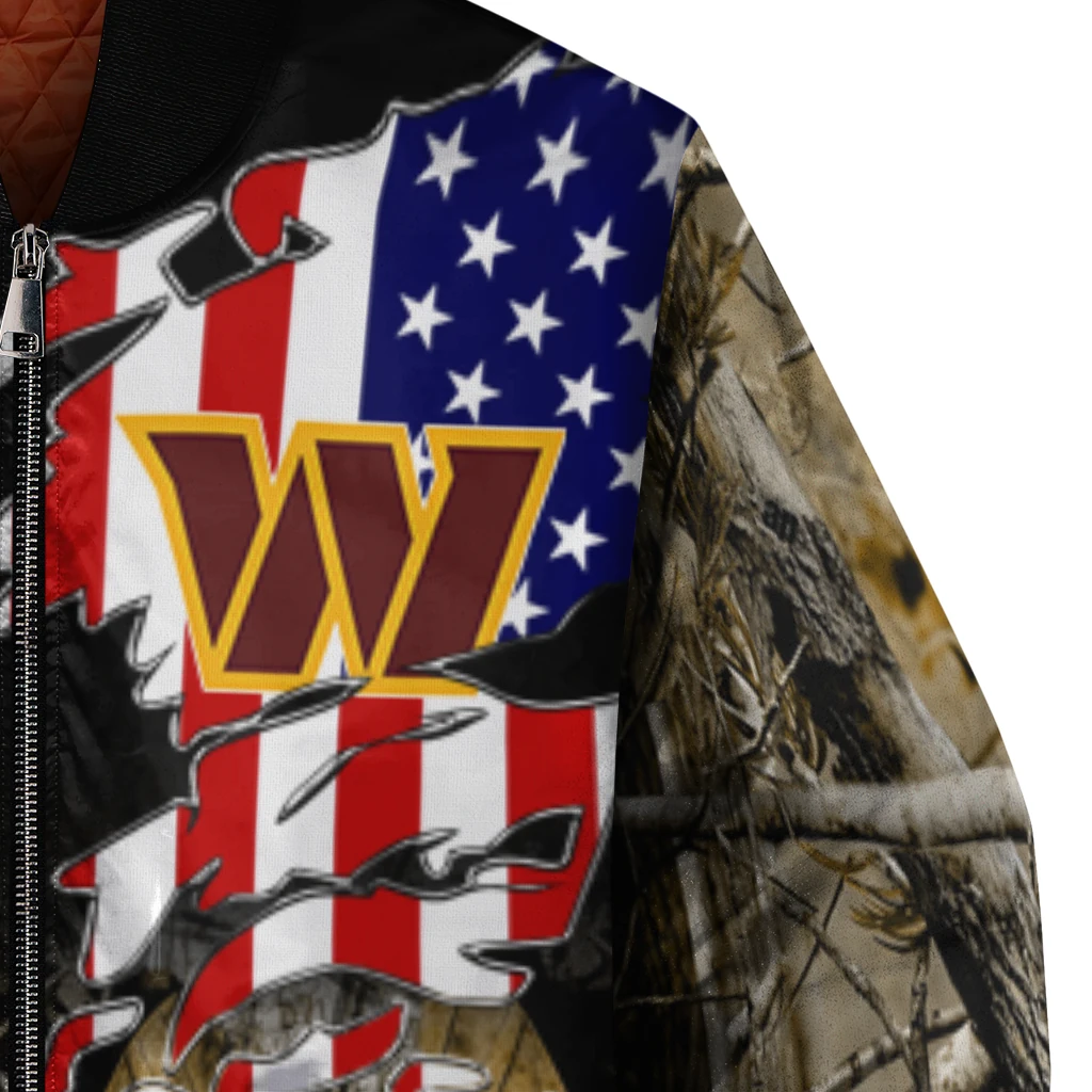 customized washington commanders patriot deer camouflage bomber jacket premium grade customized washington commanders patriot deer camouflage bomber jacket premium grade
