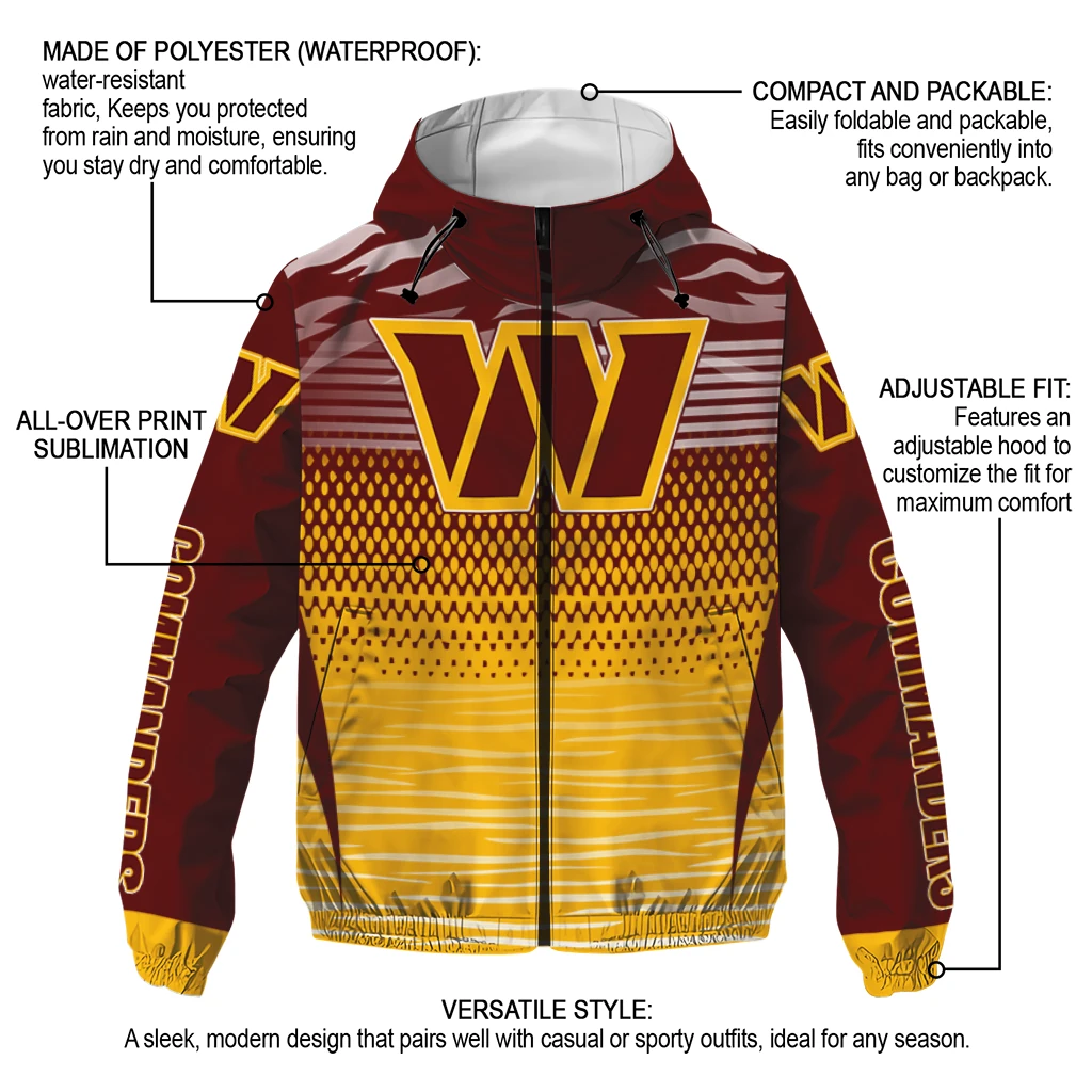customized washington commanders pattern layers burgundy windbreaker jacket new arrival customized washington commanders pattern layers burgundy windbreaker jacket new arrival