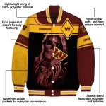 customized washington commanders reaper hands burgundy black varsity jacket best selling