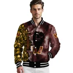 customized washington commanders skull cluster burgundy varsity jacket best selling