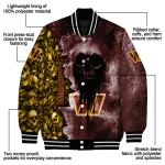 customized washington commanders skull cluster burgundy varsity jacket best selling