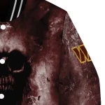 customized washington commanders skull cluster burgundy varsity jacket best selling