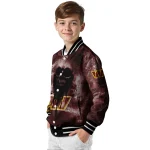 customized washington commanders skull cluster burgundy varsity jacket best selling