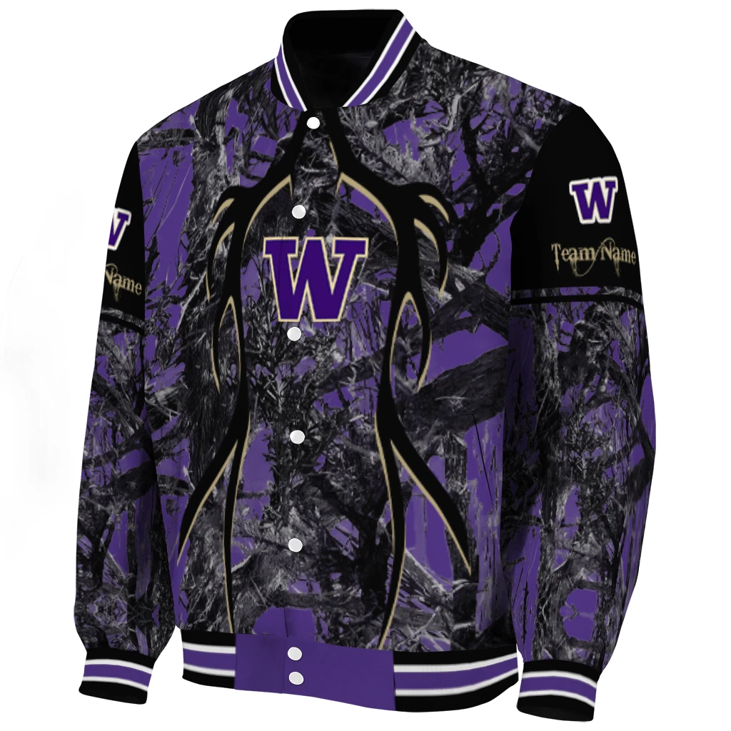 customized washington huskies antlers motif purple black varsity jacket best selling customized washington huskies antlers motif purple black varsity jacket best selling