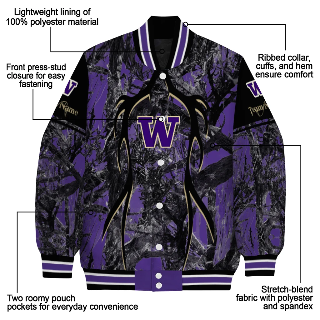 customized washington huskies antlers motif purple black varsity jacket new arrival customized washington huskies antlers motif purple black varsity jacket new arrival
