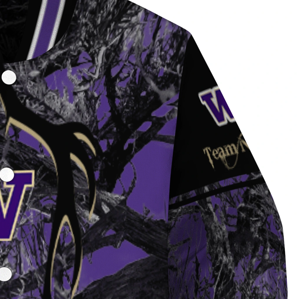 customized washington huskies antlers motif purple black varsity jacket premium grade customized washington huskies antlers motif purple black varsity jacket premium grade