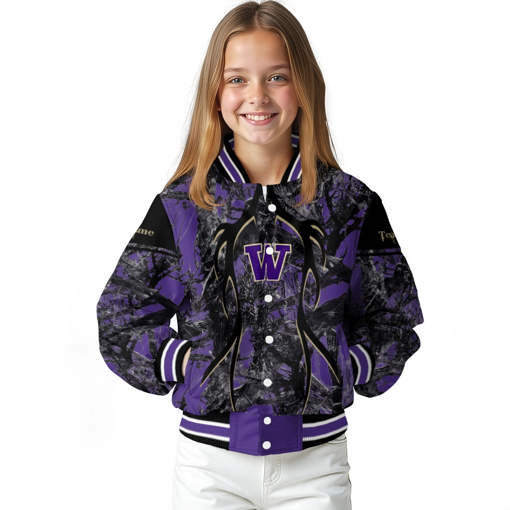 customized washington huskies antlers motif purple black varsity jacket top rated customized washington huskies antlers motif purple black varsity jacket top rated