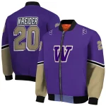 customized washington huskies chevron style purple bomber jacket best selling