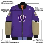 customized washington huskies chevron style purple bomber jacket best selling