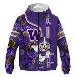 customized washington huskies football micky mouse purple windbreaker jacket best selling