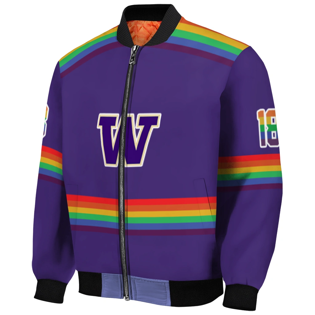customized washington huskies rainbow jersey number purple bomber jacket fashion forward customized washington huskies rainbow jersey number purple bomber jacket fashion forward