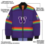 customized washington huskies rainbow jersey number purple bomber jacket best selling