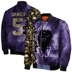 customized washington huskies skull cluster purple bomber jacket best selling