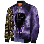 customized washington huskies skull cluster purple bomber jacket best selling