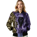 customized washington huskies skull cluster purple bomber jacket best selling