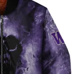customized washington huskies skull cluster purple bomber jacket best selling