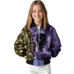 customized washington huskies skull cluster purple bomber jacket best selling