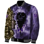 customized washington huskies skull cluster purple varsity jacket best selling