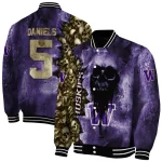 customized washington huskies skull cluster purple varsity jacket best selling