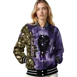 customized washington huskies skull cluster purple varsity jacket best selling